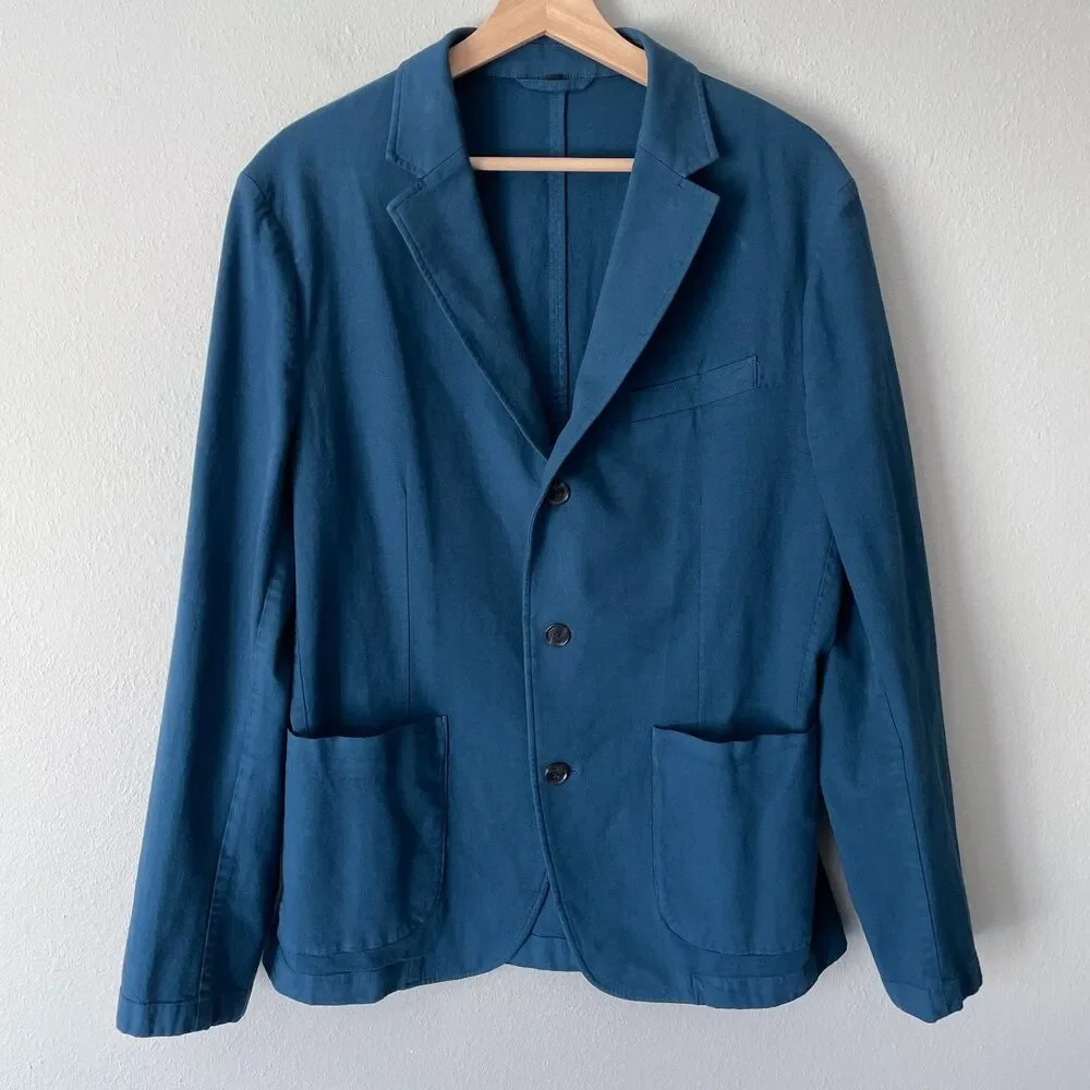 Bonobos Stretch Cotton Chore Blazer Athletic Fit 40R Blue Garment Dye Unlined